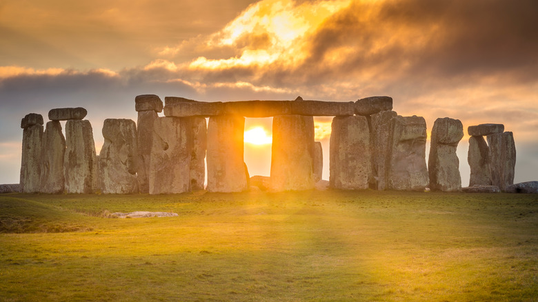 Stonehenge during winter solstice sunset