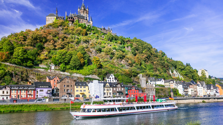 Rhine cruise with Cochem Castle in background