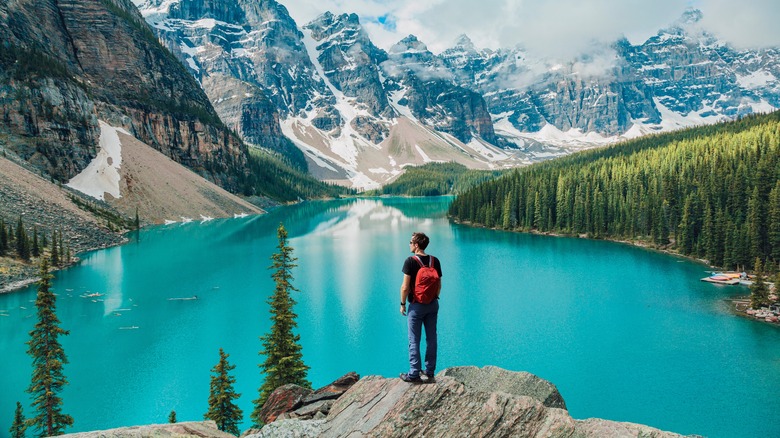 Person overlooking Moraine Lake