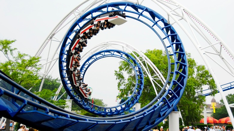 Cedar Point corkscrew coaster track bullseye