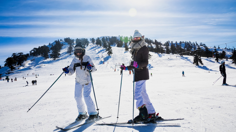 Skiers in Pindos, Greece
