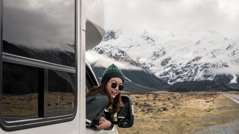 Woman traveling through New Zealand