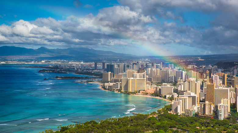 Rainbow over Hawaii's skyline