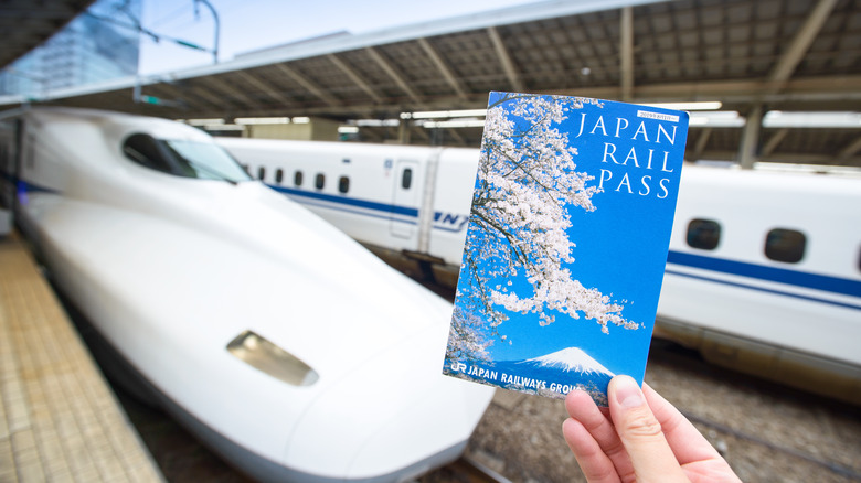 Rail pass and oncoming train in Tokyo