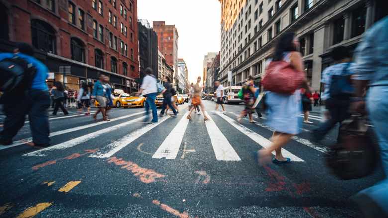 People crossing the street in Manhattan
