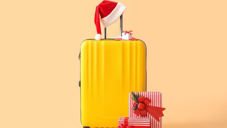 suitcase with Christmas presents