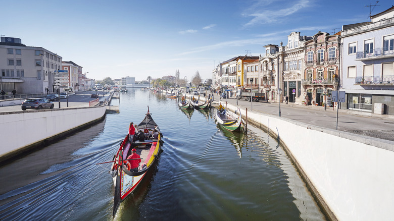 Boats in the center of Aveiro, Portugal