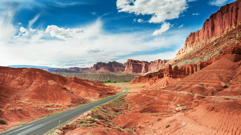 Road running around cliffs