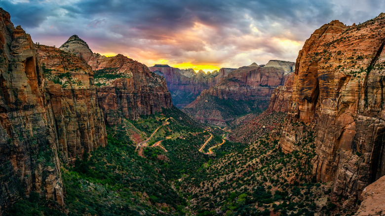 Cliffs and greenery in Zion