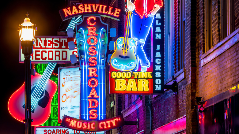 signs on Broadway in Nashville