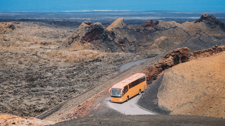 Yellow bus in Canary Islands, Spain