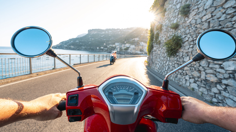 POV of scooter riding coast