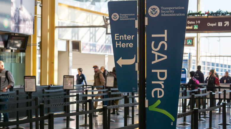 An empty TSA PreCheck airport security line