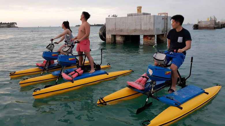 People on hydrobikes