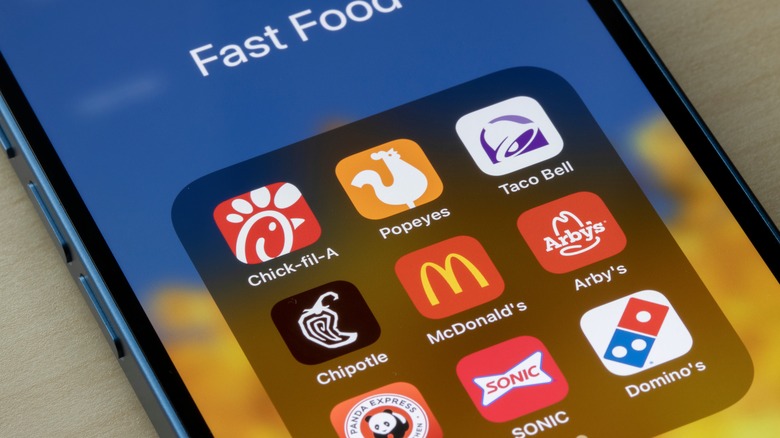 Fast food apps on phone