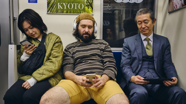 Manspreading on Japanese train