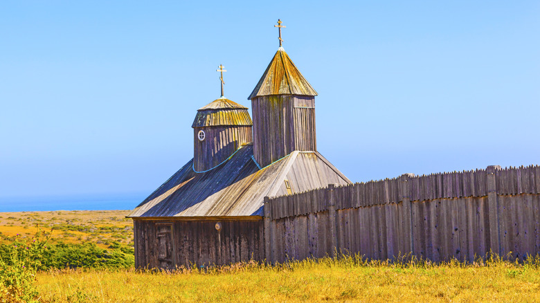 Fort Ross chapel and wall