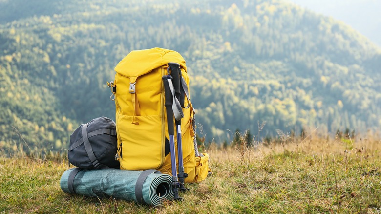 Backpack and other hiking gear