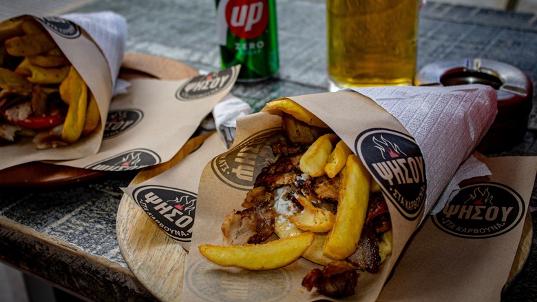 Greek gyros with fries