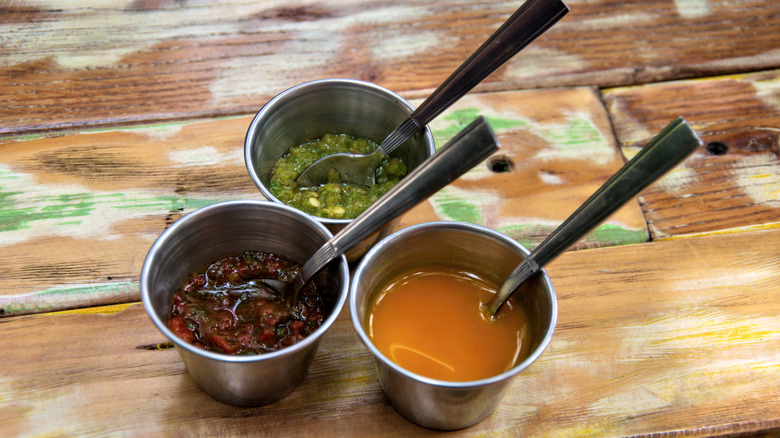 Three types of Mexican salsas