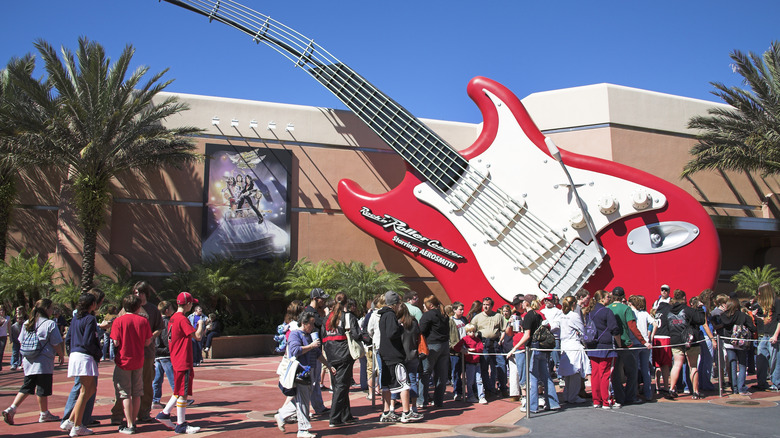 Disney World parkgoers waiting in line