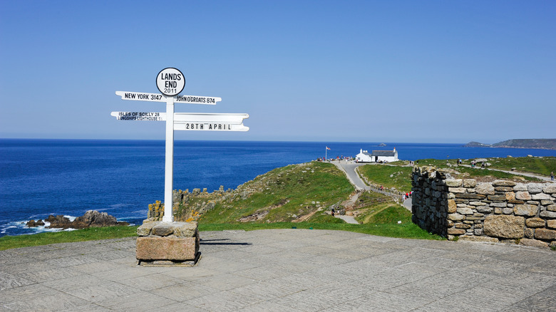 Signpost at Land's End, England