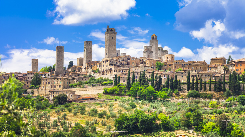 San Gimignano skyline over hills