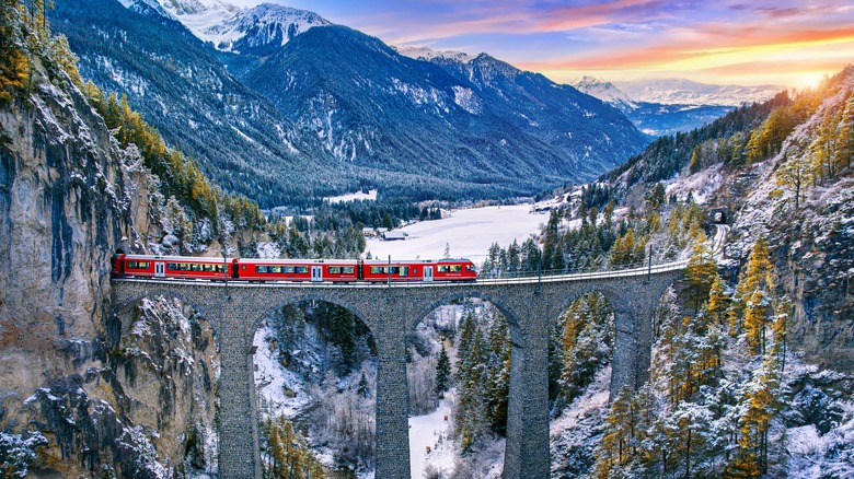 train in Swiss Alps