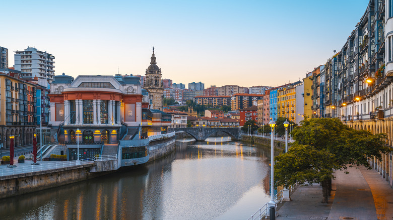 Apartments and market along the river