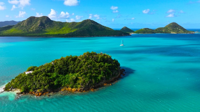 aerial view of antigua and barbuda islands