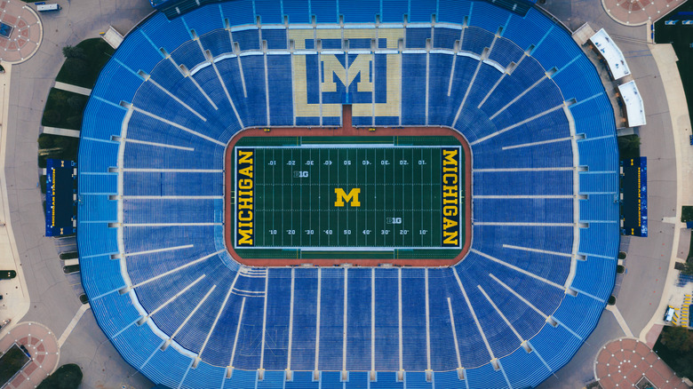 overhead shot of University of Michigan's football stadium