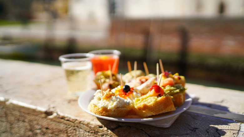 A plate of Venetian cicchetti, or Italian tapas.