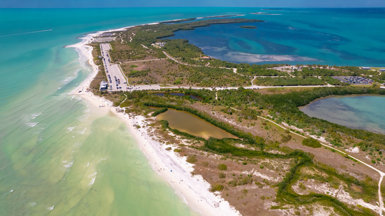 Aerial view of Honeymoon Island State Park in Florida