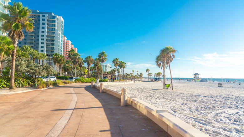 Empty boardwalk near Clearwater Beach in Florida