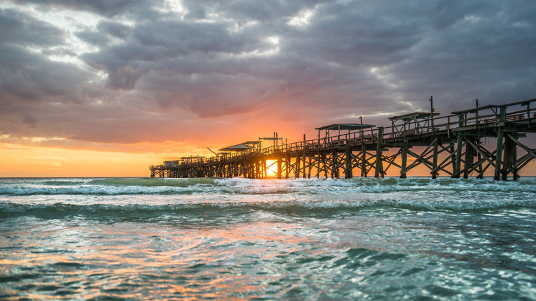 Redington Shores pier in Florida at sunset