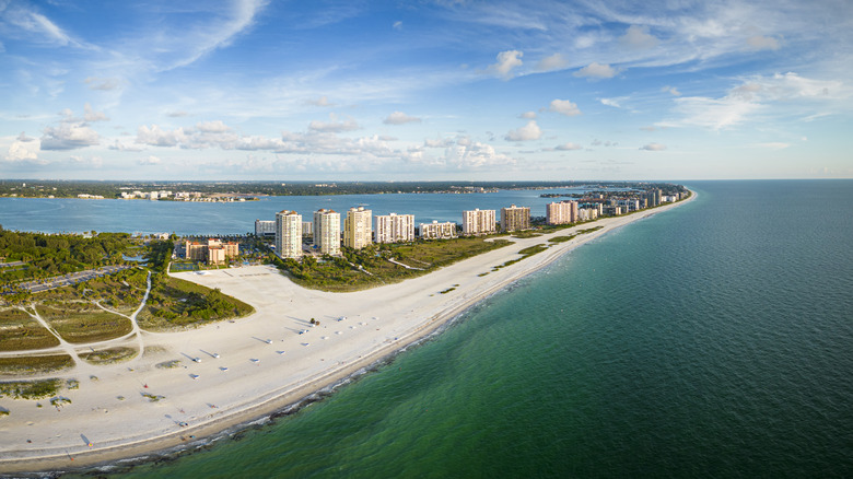 Aerial view of Sand Key Beach in Florida