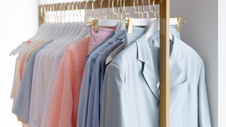 Clothes hanging on a rack