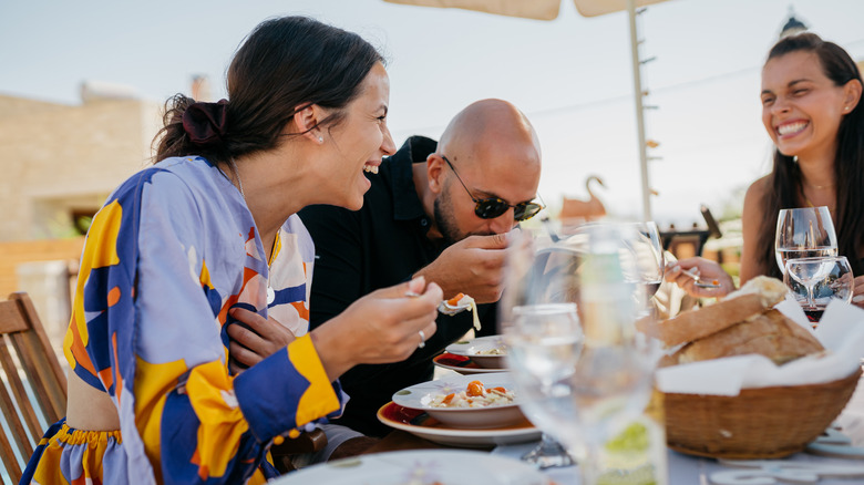 meal with friends in Greece