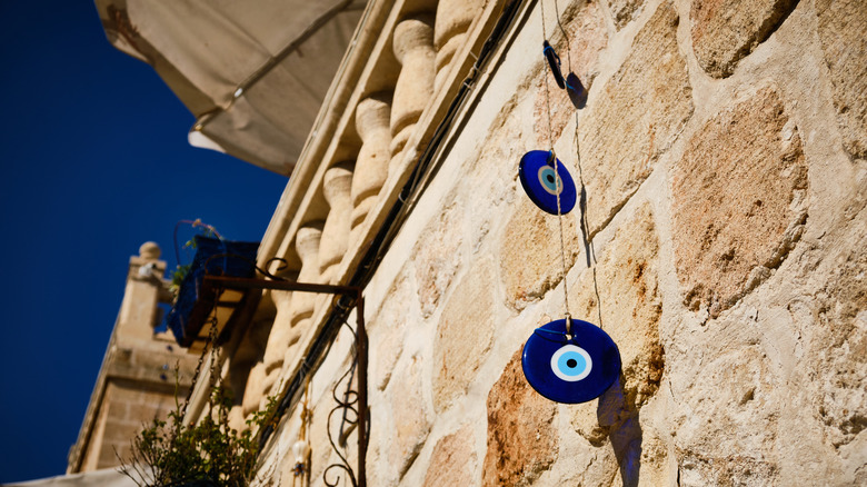 Hanging evil eye amulets