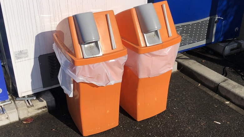 New orange recycle bins Tokyo