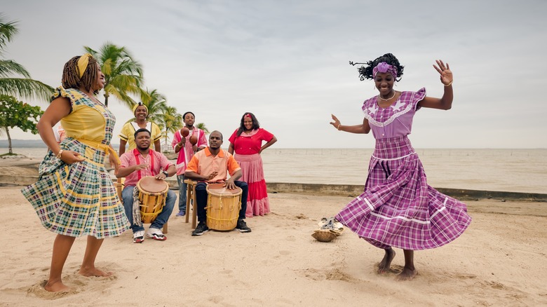 Caribbean beach dance and music