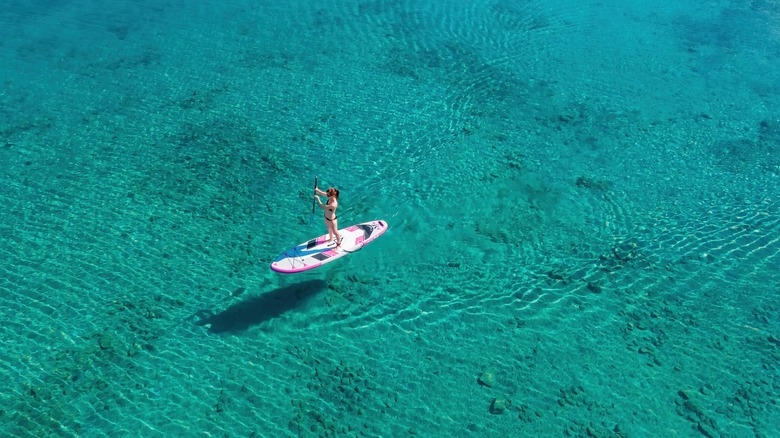 paddleboarding on calm seas