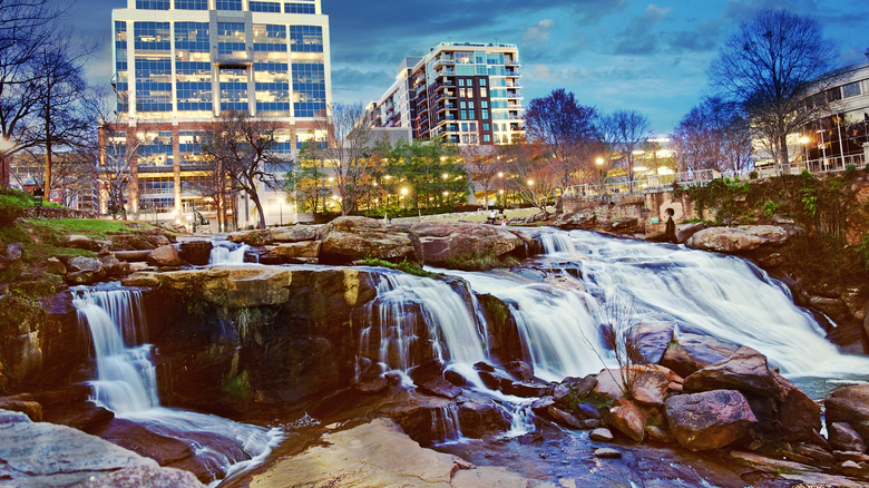 Water flowing at Falls Park 