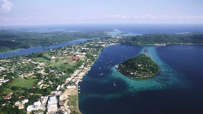 Aerial view of the coastal Port Vila, Vanuatu