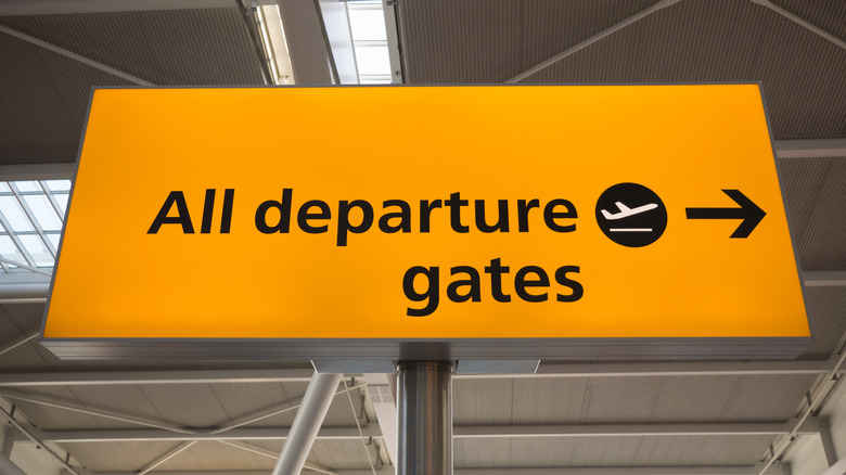 Departures sign in airport