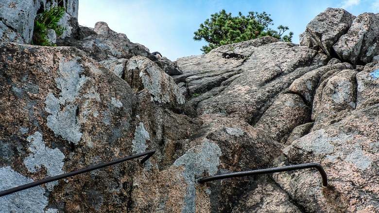 steep hike with iron rungs