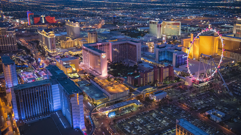 nighttime aerial view of buildings