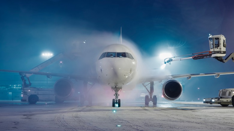 Airplane getting de-iced