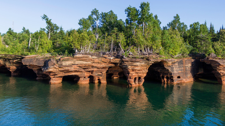 sea caves near Wisconsin shoreline