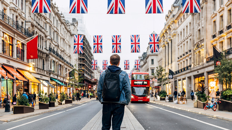 man on London street